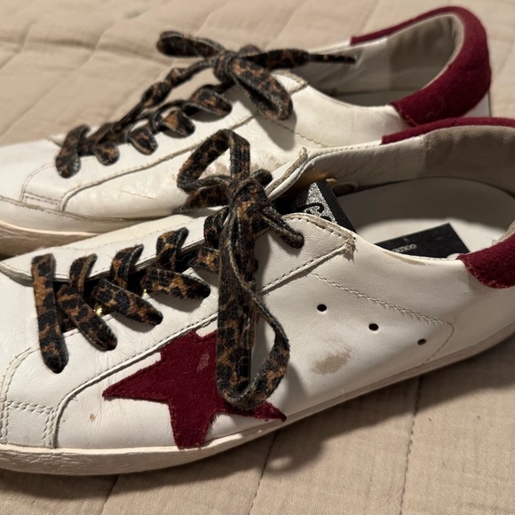Golden Goose Shoes - Golden Goose Women's White and Burgundy Sneakers
